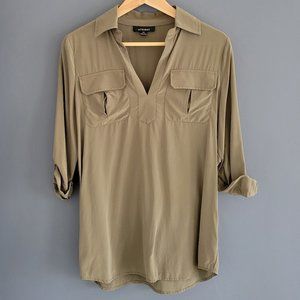 Acrobat Silk Blouse - Olive Green - XS